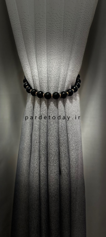 پرده جمع کن مرواریدی رنگ مشکی