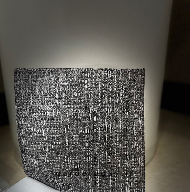 پرده شید بلک اوت طرح کتان ریز رنگ طوسی و مشکی