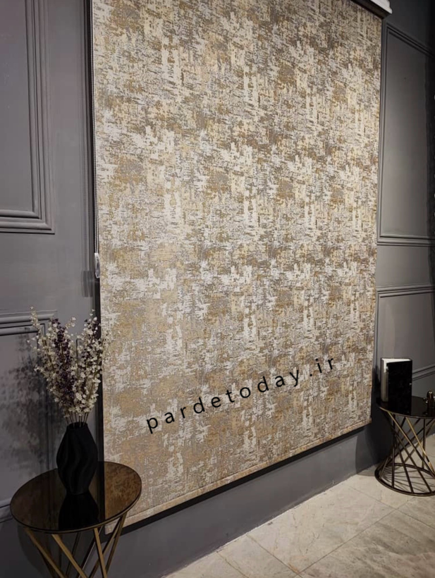 پرده شید طرح ابرو بادی طلایی