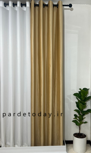 پرده مخمل پانچی جنس خوب رنگ طلایی