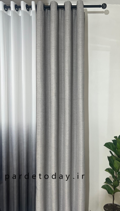 پرده کتان بافت دار مدل پانچی طوسی روش