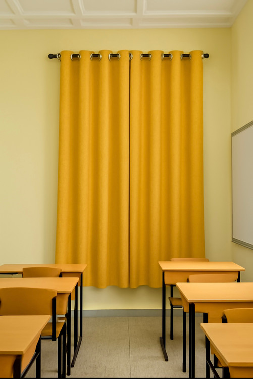 پرده مخمل کتان خردلیcotoon