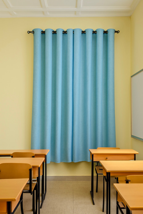 پرده مخمل کتان ابی