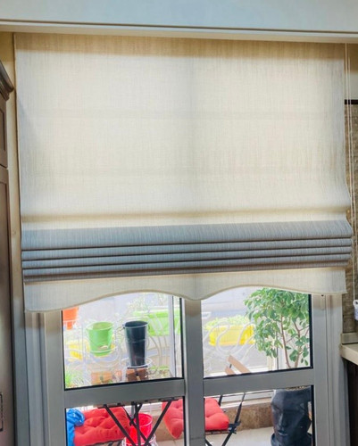 پرده شید رومن پله ای راه ریز کرم