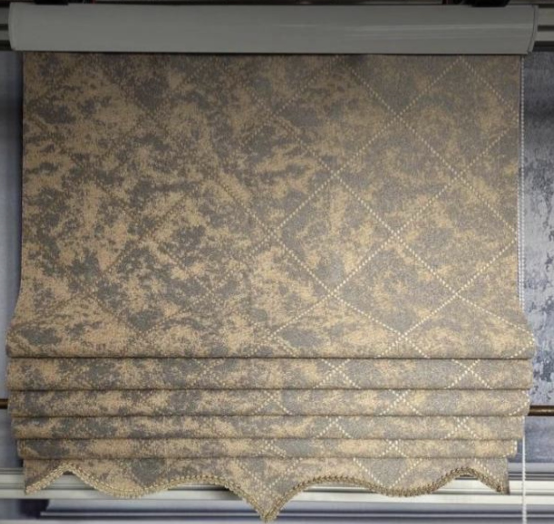 پرده شید رومن طوسی و‌طلایی