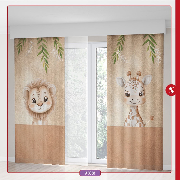 پرده پانچ مدل چاپی طرح شیر وزرافه