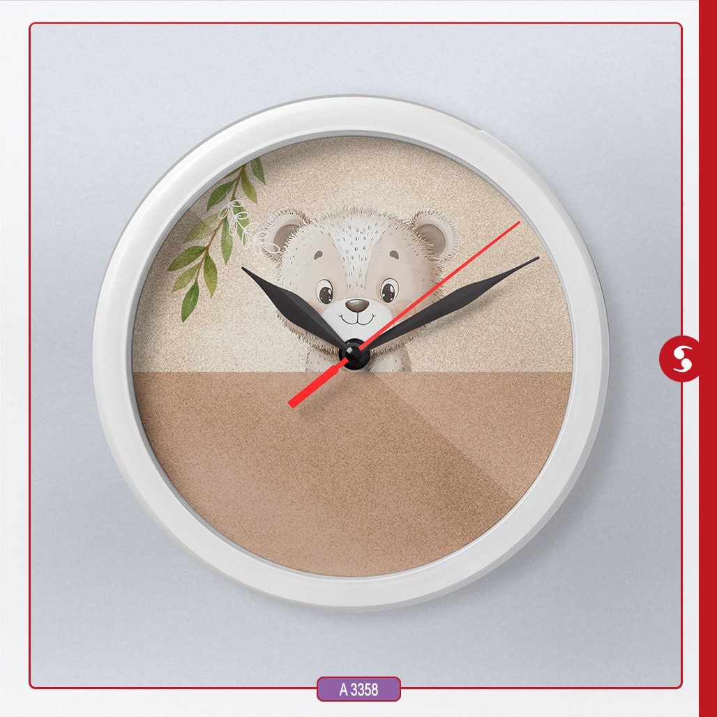 ساعت گرد شیشه ای طرح خرس قطر ۳۸ سانتیمتر