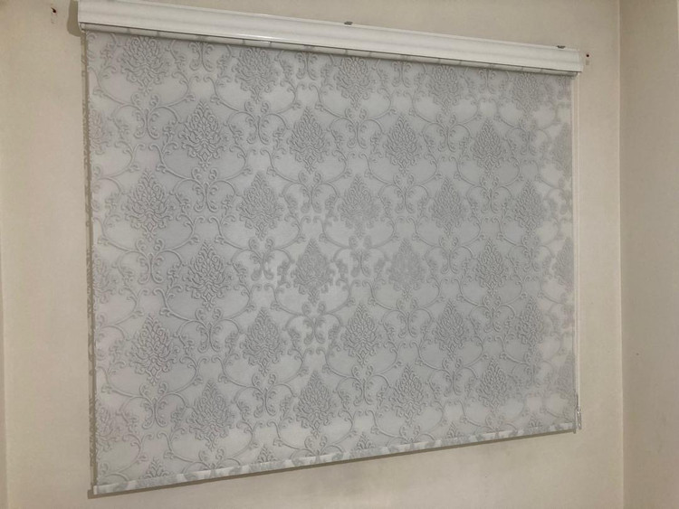 پرده شید دو مکانیزم طرح دار طوسیdamask