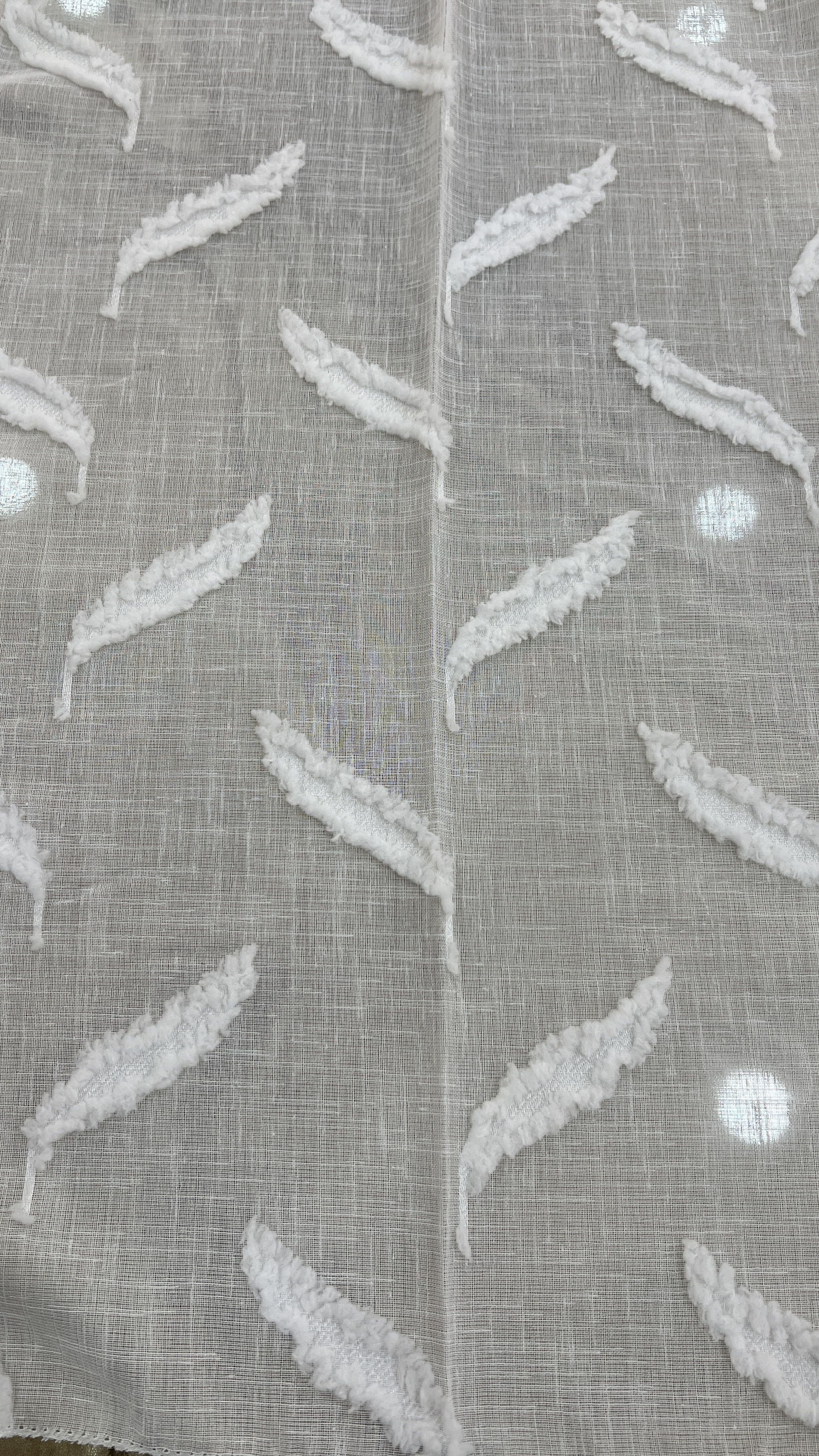 پرده کتان برجسته رنگ شیری