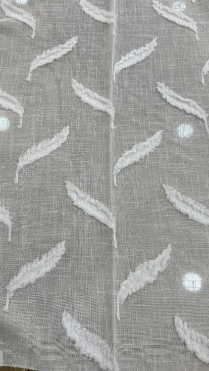 پرده کتان برجسته رنگ شیریcotton