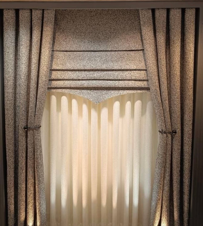 پرده پارچه طرح تدی رنگ قهوه ای tedi